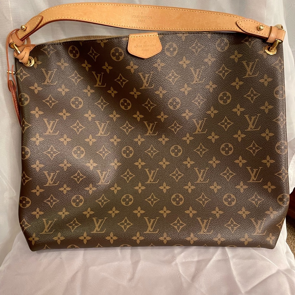 Louis Vuitton Brown Monogram Canvas Shoulder Bag with Natural Vachetta Trim - Picture 2 of 8